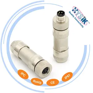 M8 Connector Metal Belt Shield 3Pole 4Pin Male Female Waterproof IP67 IP68 Sensor Actuator Assembly M8 Full Metal Connector