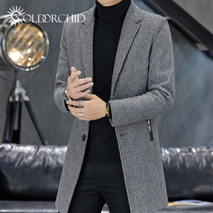 <span class=keywords><strong>Cappotto</strong></span> Invernale da Uomo Stile Medio alla Moda <span class=keywords><strong>Grigio</strong></span> Giacca Slim Fit in Lana - Product Image 2
