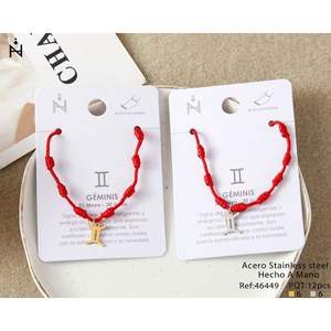 Bracelet de cheville en cordon rouge fait main en acier inoxydable avec pendentif Zodiaque Gemini Seven Star pour femme – Bijou de mode - Product Image 3