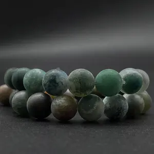 Gorgeous matte frosted 8mm indian agate fancy jasper loose gemstone round beads for jewelry making JSY Jewelry