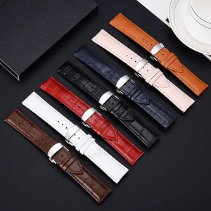 Bracelet de montre en cuir pleine fleur véritable, souple et fin, avec fermoir papillon en alliage, largeur du bracelet 12 mm, longueur 18 cm - Product Image 2
