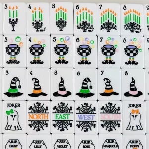 Luxury Modern Halloween American Mahjong Tiles Set 160 Piece 2 Layer Acrylic Engraved Water Resistant <strong>Hocus</strong> <strong>Pocus</strong> Design <strong>Game</strong> - Product Image 3