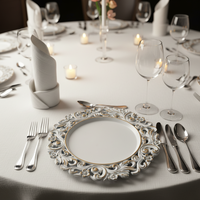 Assiette de présentation de luxe moderne en PP durable de 13 pouces avec motif personnalisé pour dîners de mariage et événements steak