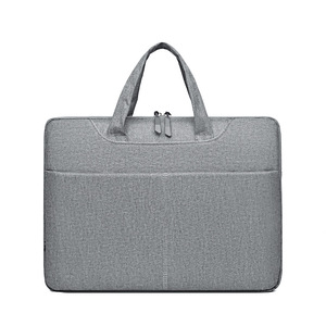 Sac à ordinateur portable en toile imperméable, sacoche souple grande capacité avec fermeture éclair, sacoche d'affaires unisexe personnalisable avec logo, sacoche en cuir pour homme - Product Image 2