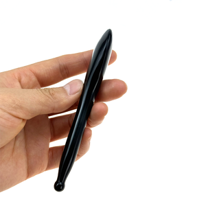 Venta caliente Natural Black Bian Stone Gua Sha Cuchara Reflexología facial Jade Guasha Sticks Pluma de masaje de ojos para cara y Spa de pies - Product Image 3