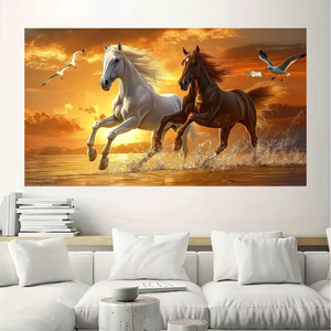 Murales Personalizzati Extra Large con Cavallo in Corsa, <span class=keywords><strong>Arte</strong></span> <span class=keywords><strong>Contemporanea</strong></span> su Tela, Design Paesaggistico, Dipinti e <span class=keywords><strong>Stampe</strong></span> per Soggiorno - Product Image 6
