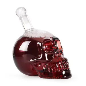 Decantador de vino en forma de Calavera, jarra de whisky de cristal transparente con tapón, capacidad de 25 onzas