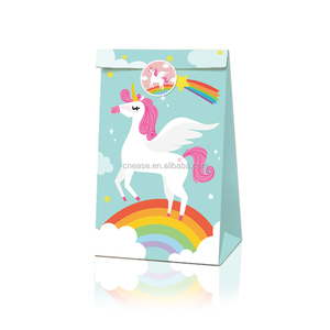 Huancai cartoon unicorn party favors bags 12 pcs sacchetti di carta regalo goody candy treat bag con <span class=keywords><strong>adesivi</strong></span> <span class=keywords><strong>per</strong></span> forniture di <span class=keywords><strong>compleanno</strong></span> <span class=keywords><strong>per</strong></span> bambini - Product Image 3