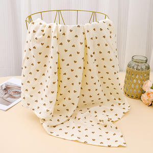 Couverture en <span class=keywords><strong>gaze</strong></span> <span class=keywords><strong>de</strong></span> <span class=keywords><strong>coton</strong></span> pur pour bébé, <span class=keywords><strong>double</strong></span> crêpe, en mousseline, bordure enveloppante, serviette <span class=keywords><strong>de</strong></span> bain, climatisation, motif floral, toutes saisons - Product Image 6