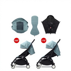 Accesorios para Cochecito de Bebé Yuyu, Juego de Tres Piezas, Techo Abatible 180 Grados, 2/3 Posiciones para Dormir, Funda de Algodón Azul - Product Image 1