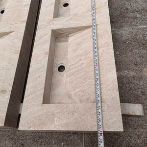 Luxury High Quality Glossy Beige Cappuccino Dolomite <b>Marble</b> Modern Bathroom Vanities OEM/ODM Polished Surface Wholesale - Product Image 5