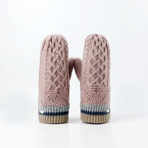 2024 stile acrilico personalizzato con Jacquard in lana lavorato a maglia a doppio strato guanti caldi