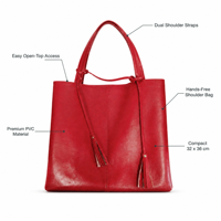 Sac à bandoulière en PVC de style vintage pour femme avec fermeture ouverte, imperméable, grande capacité, léger pour les voyages et l'usage quotidien