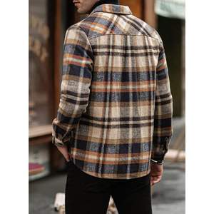 2025 hommes flanelle chemises Shackets décontracté boutonné Plaid hiver coton veste avec poches léger - Product Image 2