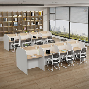 ชุดโต๊ะเก้าอี้ไม้สไตล์โมเดิร์นสำหรับการเรียนแบบอินเทอร์แอคทีฟ พร้อมฉากกั้นสำหรับใช้งานคนเดียว เหมาะสำหรับสำนักงาน <span class=keywords><strong>สอ</strong></span>บระดับปริญญาโท ห้องสมุดทั่วไป และการใช้งานทั่วไป - Product Image 1