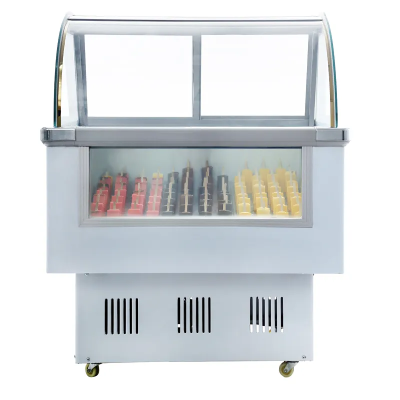 Penjualan harga pabrik pendingin udara 12 nampan bulat barel gelato es krim display lemari es krim kulkas