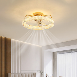 Nouveau luxe 3 couleurs modifiables LED plafonnier en verre AC/DC moteur cacher ventilateur avec 5 lames pour salon salle à manger éclairage intérieur - Product Image 2