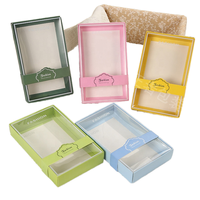 Boîte cadeau auto-érectible recyclable en carton verni avec fenêtre transparente pour chaussettes et leggings de bébé, idéale pour serviettes, sous-vêtements et manchons.