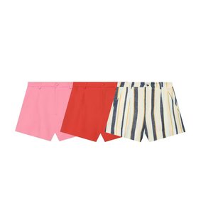 Shorts Bermuda Plissés Femme Taille Mi-Haute Tissés Décontractés Style Vintage pour l'Été - Product Image 1