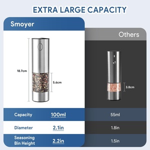 Stainless Steel Automatic Salt ,Electric <b>Pepper</b> Shakers Set Rechargeable Salt and <b>Pepper</b> <b>Grinder</b> with Adjustable Coarseness - Product Image 3