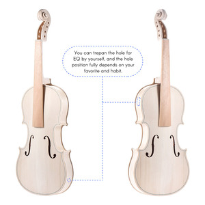 Handmade DIY 4/4 Kích thước đầy đủ Violin Kit tự nhiên rắn Gỗ Acoustic fiddle với vân sam Top Maple trở lại cổ Fingerboard tailpiece - Product Image 4