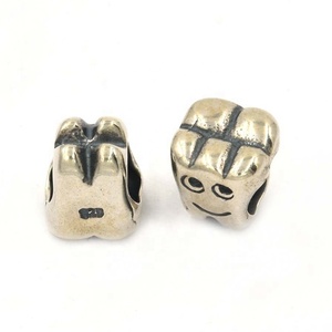 PANKOO Latest Design 925 Sterling Silver <strong>Tooth</strong> Shape Beads Happy Smile <strong>Charm</strong> Pendants with Rhodium Plating Cute Style Gift - Product Image 2
