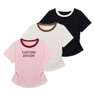 Camiseta Corta Ajustada de Dos Tonos para Mujer, Estilo Veraniego, Personalizada - Product Image 1