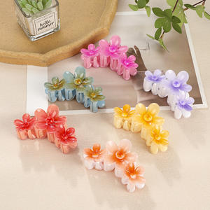 QianJin carino ombretto fiore pinza per capelli colore contrasto interseca Design in plastica accessori per capelli ragazza nuovo elegante dolce - Product Image 3