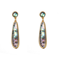 Boucles d'oreilles pendantes texturées en coquille d'ormeau avec pendentif en pierre pour femmes européennes et américaines, bijoux d'oreille originaux pour filles