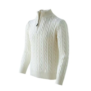 Maglione Vintage da Uomo 3XL con Mezza Zip, 100% <span class=keywords><strong>Cotone</strong></span> Lavorato a Maglia, Spesso e Intrecciato, Casual Classico <span class=keywords><strong>Basic</strong></span> Tinta Unita - Product Image 3