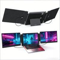 Extenseur d'écran portable pour ordinateur portable S3, triple moniteur 14 pouces FHD 1080P IPS, Plug and Play pour ordinateurs portables de 13 à 17 pouces