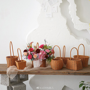 Woven <b>Baskets</b> Round Handmade Storage <b>Basket</b> For Flowers Plants Picnic Organization - Product Image 4