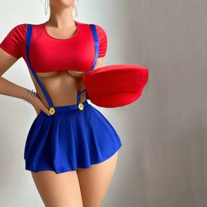 Venta caliente erótico 2 piezas <span class=keywords><strong>Mini</strong></span> falda sujetador y Tanga conjunto nuevo diseño Crop Top y falda uniforme para <span class=keywords><strong>chicas</strong></span> picantes - Product Image 4