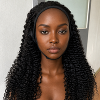 Perruques bouclées crépues en gros pour femmes, demi-perruques bouclées à revers en cheveux humains, ajustables et respirantes, fabriquées à la machine