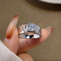 Bague personnalisée pour homme en moissanite couleur D VVS1, argent sterling 925 plaqué rhodium, 1 carat 6,5 mm, bijoux de luxe pour mariage