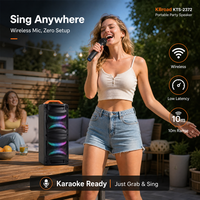 Enceinte portable sur roulettes 1200 mAh avec woofer, lumières RGB, roues et microphone karaoké sans fil