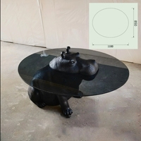 Hippo rétro-créatif moderne table basse en verre trempé table centrale de concepteur pour la maison ou l'hôtel bar meubles en métal