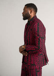 Chaqueta ligera con estampado africano Hami para hombre, chaqueta informal americana Tribal negra magenta para hombre, abrigo personalizado al por mayor - Product Image 2
