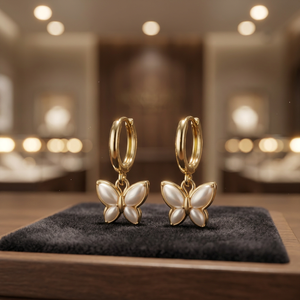 Pendientes de Aro Colgantes de Plata con Incrustaciones de Concha y Mariposa, Chapados en Oro de 18k, de Moda, para Mujer, Joyería de Fiesta - Product Image 3