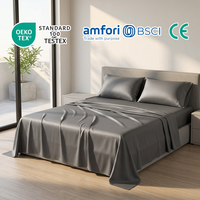 Parure de draps de luxe 100 % fibre de bambou 300TC, tissée, rafraîchissante, biologique, toutes saisons, 4 pièces avec taies d'oreiller, pour la maison et les hôtels