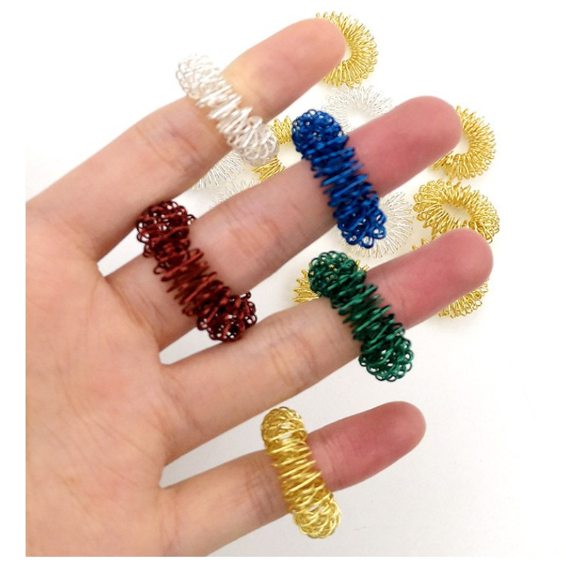 Vinger Ring Toy Stress Relief Spiky Zintuiglijke Lente Autisme Anti Speelgoed Stress Kids Vinger Acupressuur Massage Ring Speelgoed