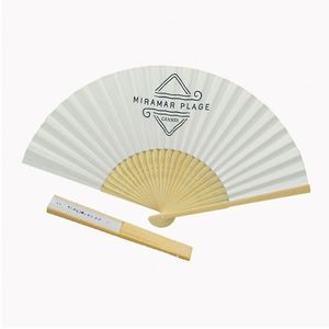 พัดกระดาษลายไม้ไผ่แบบมีด้ามจับ พิมพ์ลายได้ตามสั่ง ขายส่งปี 2022 - Product Image 1