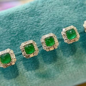 Pendientes de Oro Real de 18K Xinfly con Esmeralda de 0.30ct en Forma de Cono de Azúcar, Joyería con Diamantes - Product Image 4