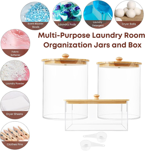 3パック大容量アクリルランドリールームパウダー洗剤容器と乾燥機シートホールド - Product Image 6