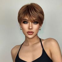 HD Full 13x4 Bob Cheveux de bébé courts bouclés pour perruque frontale en dentelle avec couleurs mélangées Cheveux humains brésiliens pour coupe Pixie pour perruque coupe Pixie
