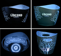 Design spécial seau à glace lumineux en spray avec logo personnalisé seau à glace 9L grande capacité pour bar de fête champagne