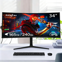 34inch Curved Computer Monitor Gaming Gamer 4K 3440x1440 Resolution Monitor 180Hz