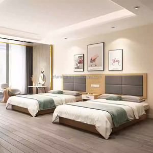 Juego de Muebles de Dormitorio Modernos para Hotel de 3 Estrellas, Cama con Estructura de Madera y Cabecera Tapizada, Mesitas de Noche, Mueble para TV y Armario en Venta - Product Image 5