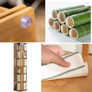 Combohome kệ sách sang trọng hiện đại giá sách bằng tre tròn giá sách đồ nội thất giá sách xoay 360 độ trưng bày - Product Image 4