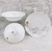 Vaisselle en porcelaine haut de gamme à motif paysage oriental Penglai, service complet en porcelaine fine pour restaurant, banquet, cadeau d'affaires
